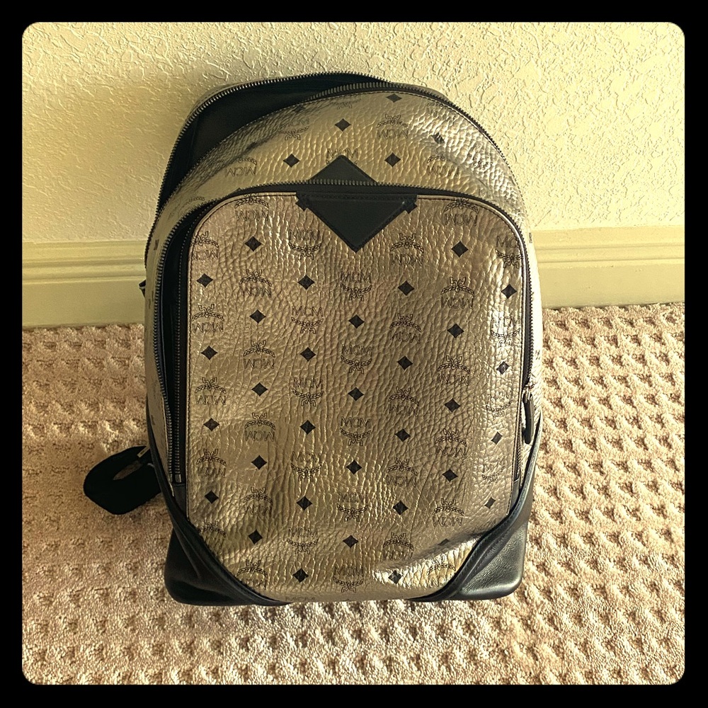 MCM metallic leather backpack